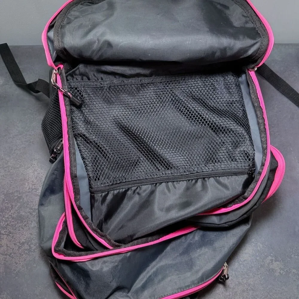 Eastsport 9-Pocket Laptop Backpack | Black Gray Hot Pink | School Travel